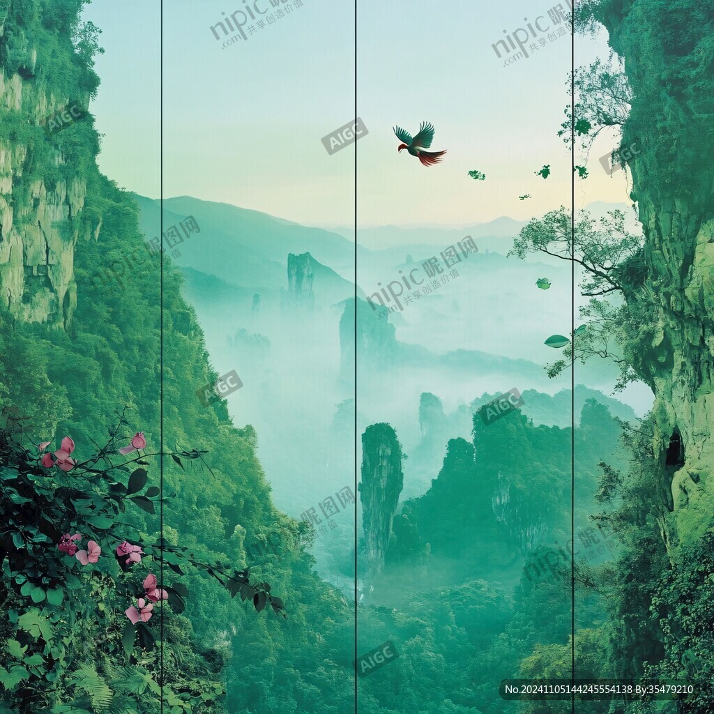 屏风玄关山水背景