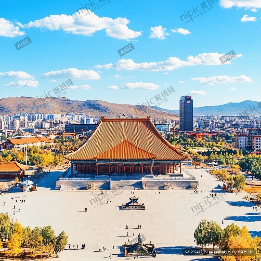 鸟瞰中轴线风光全景