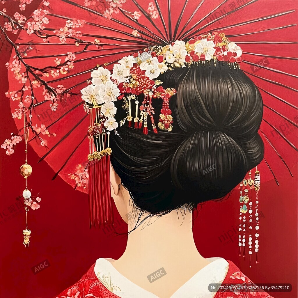 中式新娘插画