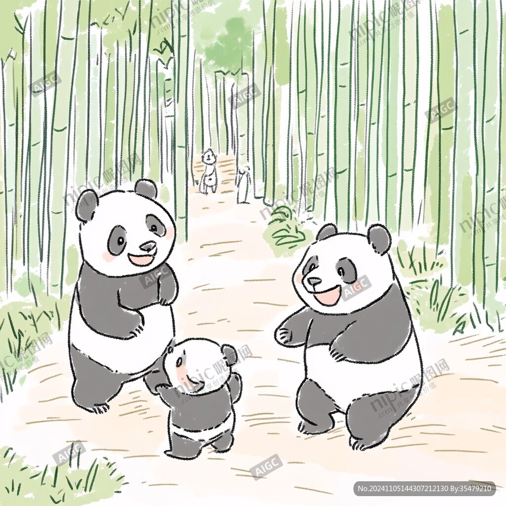 竹子熊猫ip形象插画