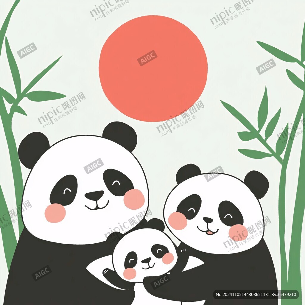 竹子熊猫ip形象插画