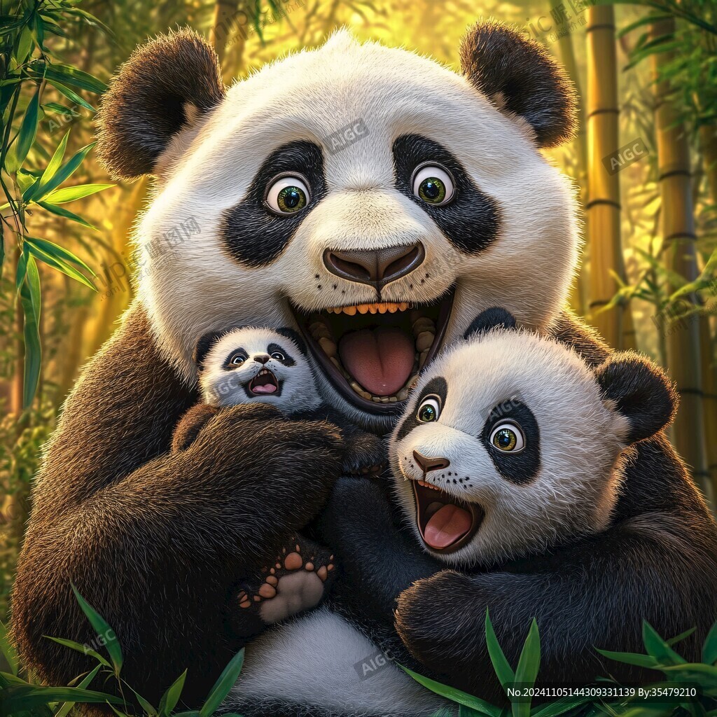 写实熊猫插画