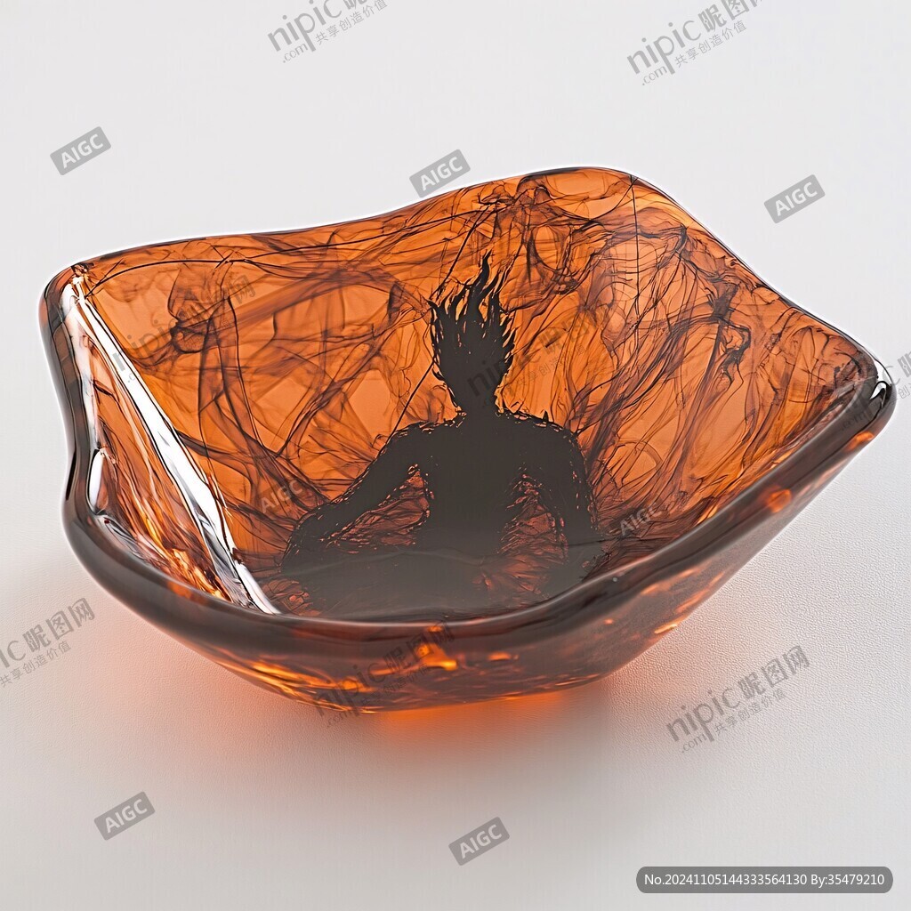 渔翁戏荷琥珀杯