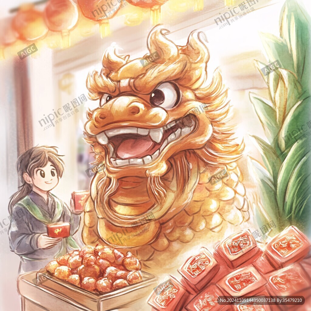 舞狮包装插画