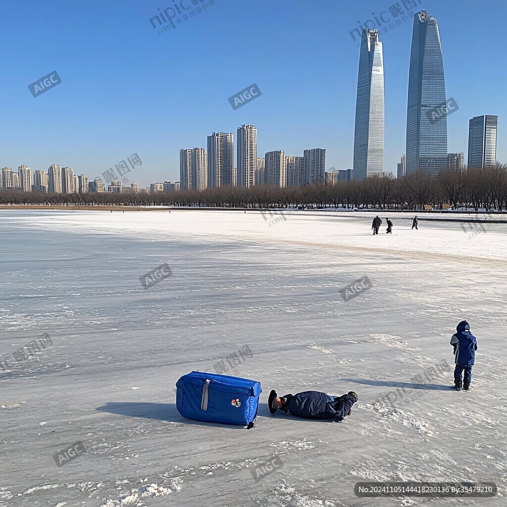 奥林匹克公园湖面滑冰