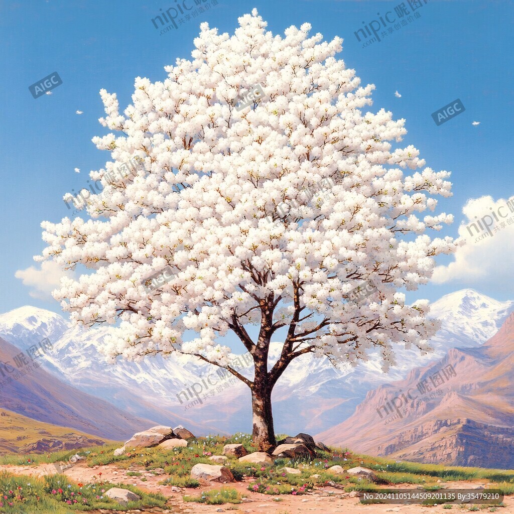 一棵会开花的树白色