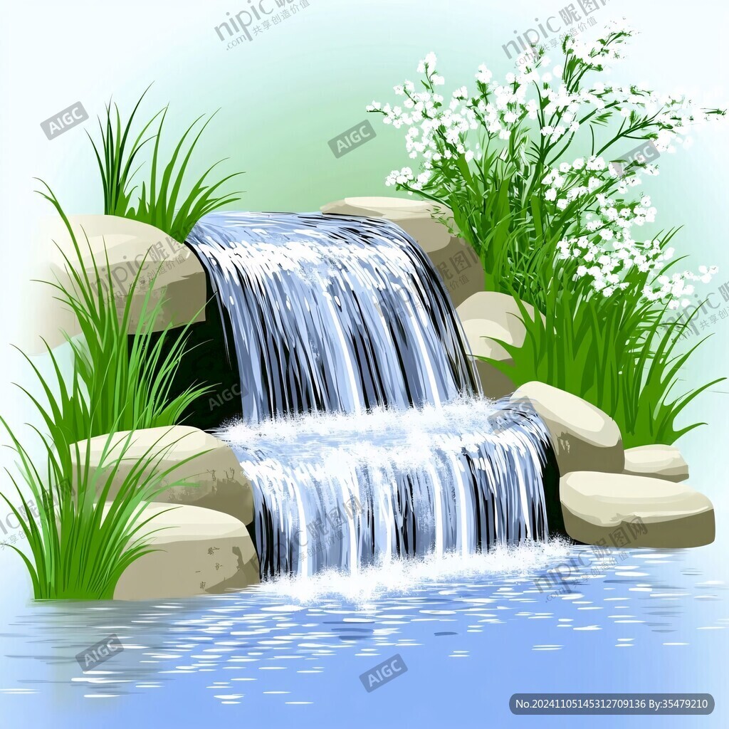 高清流水插图