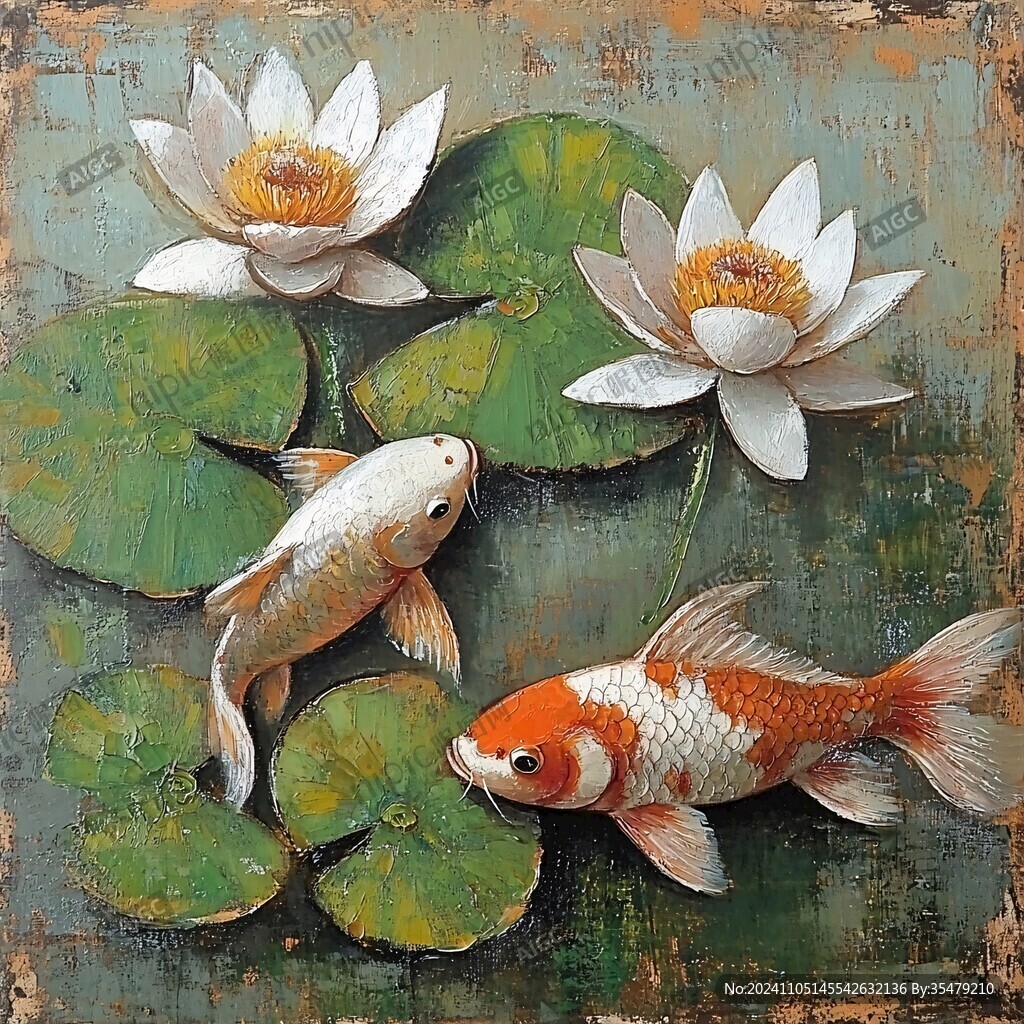 连年有余油画