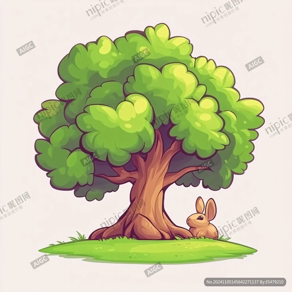 兔子种树插画