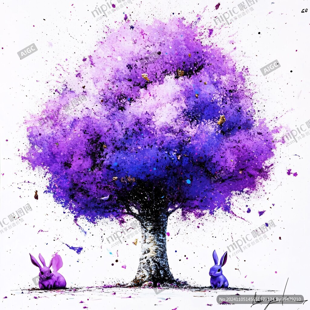 手绘紫色梦幻场景