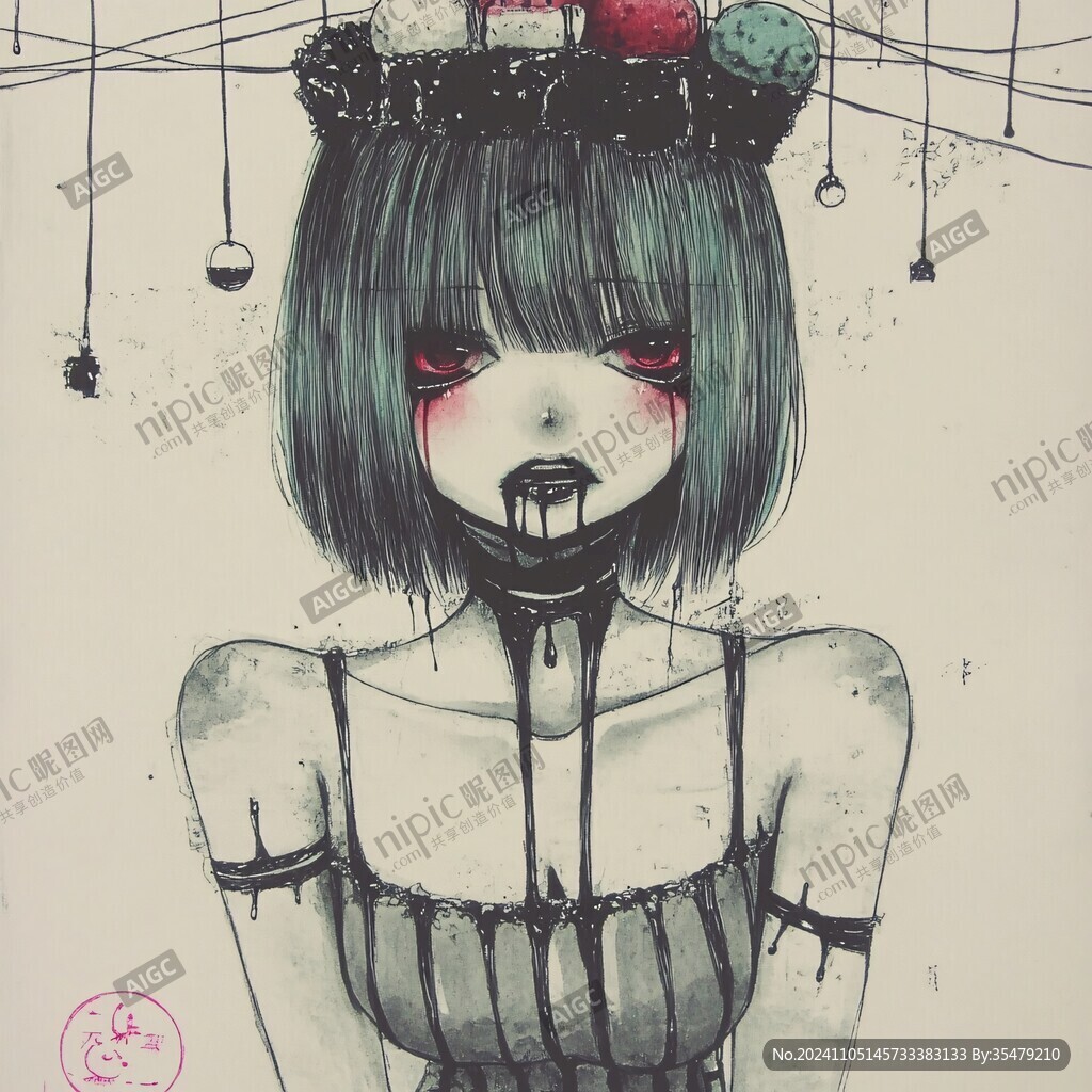蒙眼厚唇少女