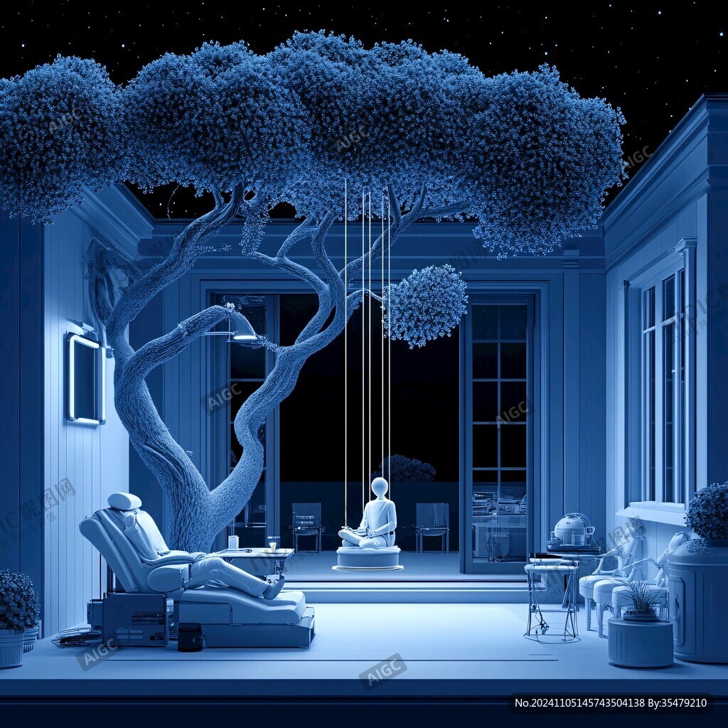 休闲室夜景效果图