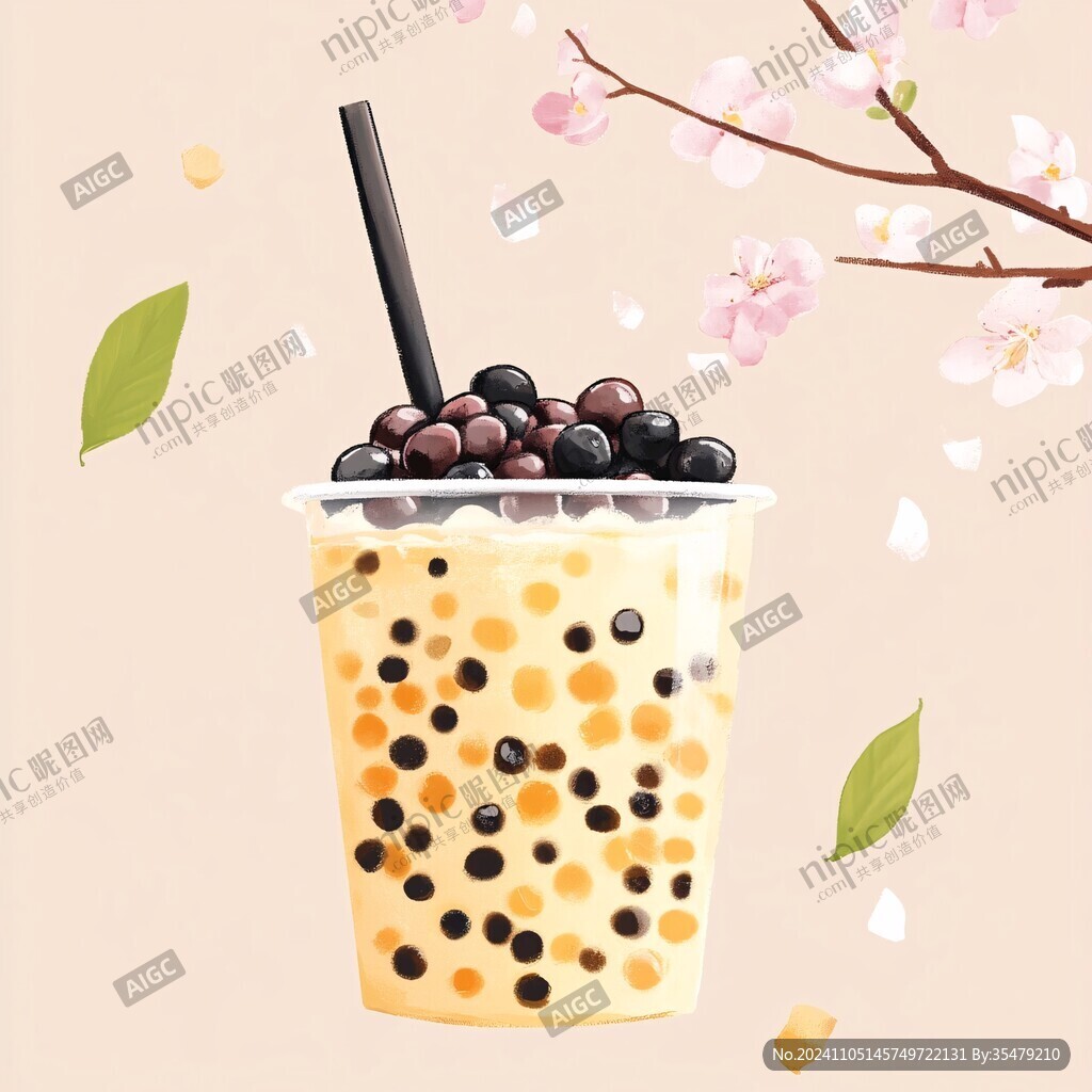 手绘珍珠奶茶
