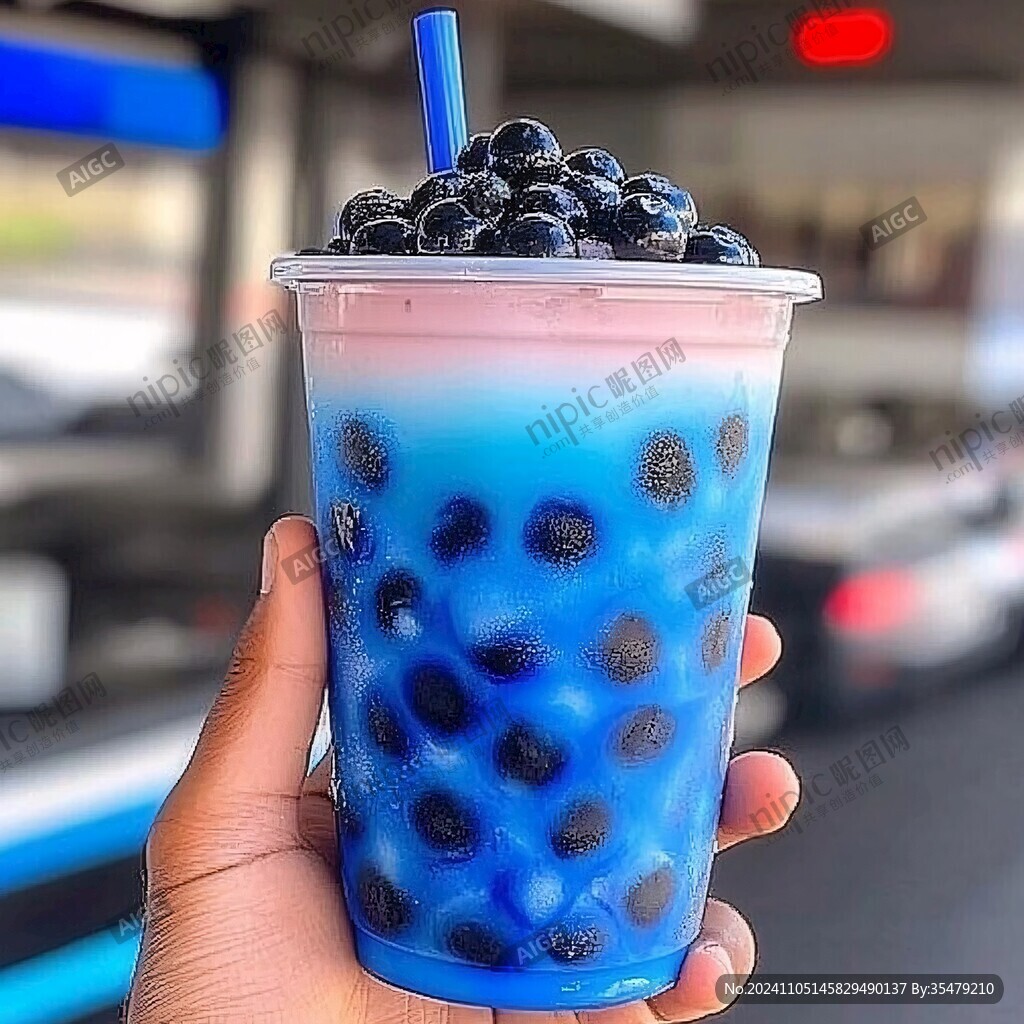 蓝莓珍珠奶茶