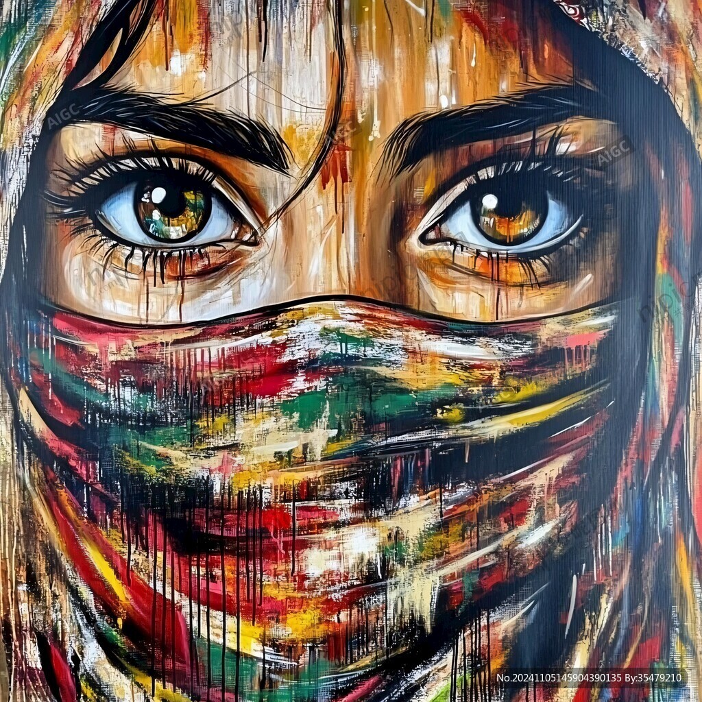 人脸色块拼接装饰画