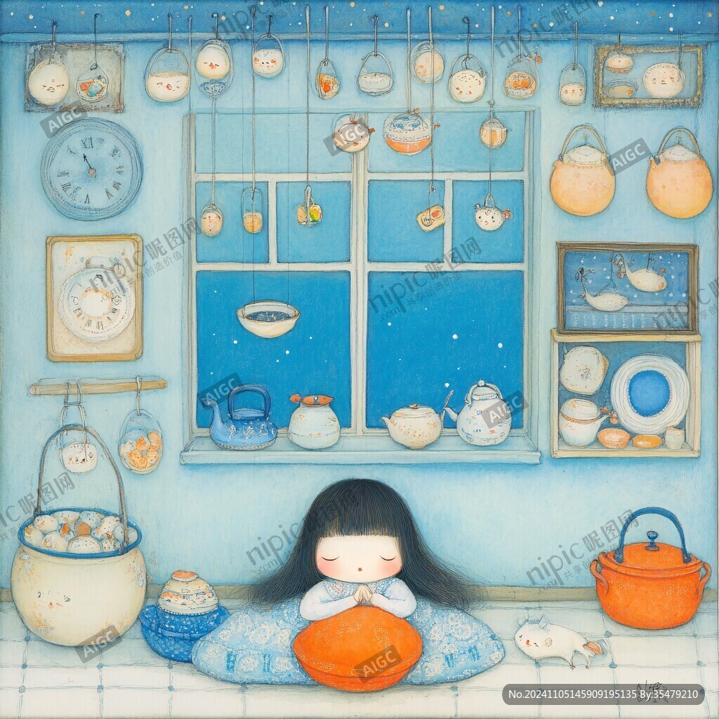 午后的小女孩插画