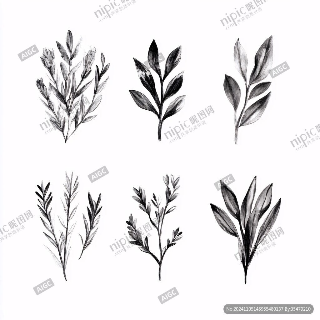 高清手绘草本