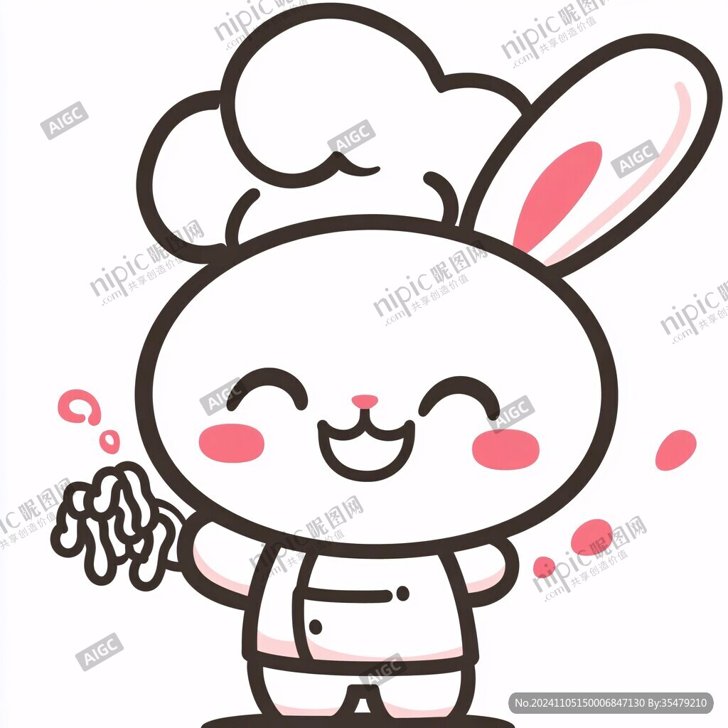开心小兔厨师头像