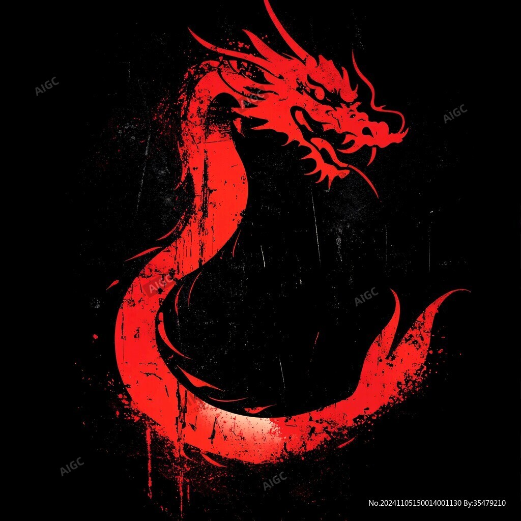 红色中国风龙手绘