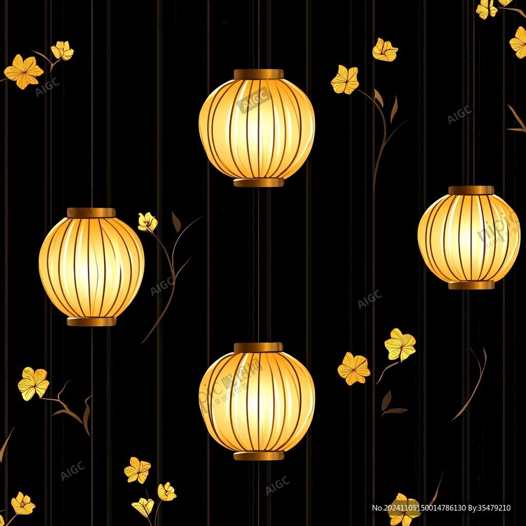 灯笼插画金色灯笼