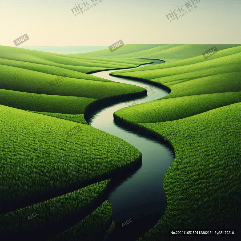 草原蜿蜒河流
