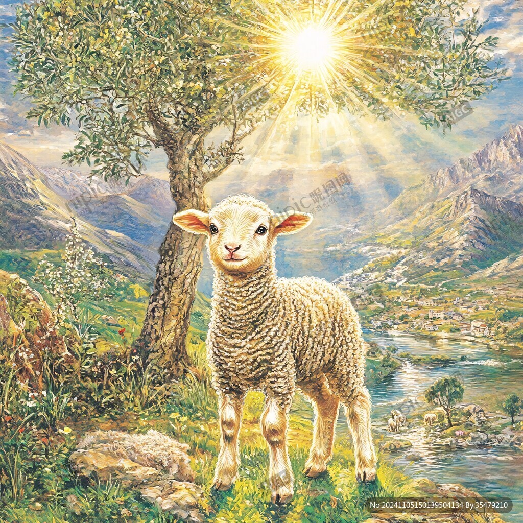 手绘梦幻羊风格装饰画