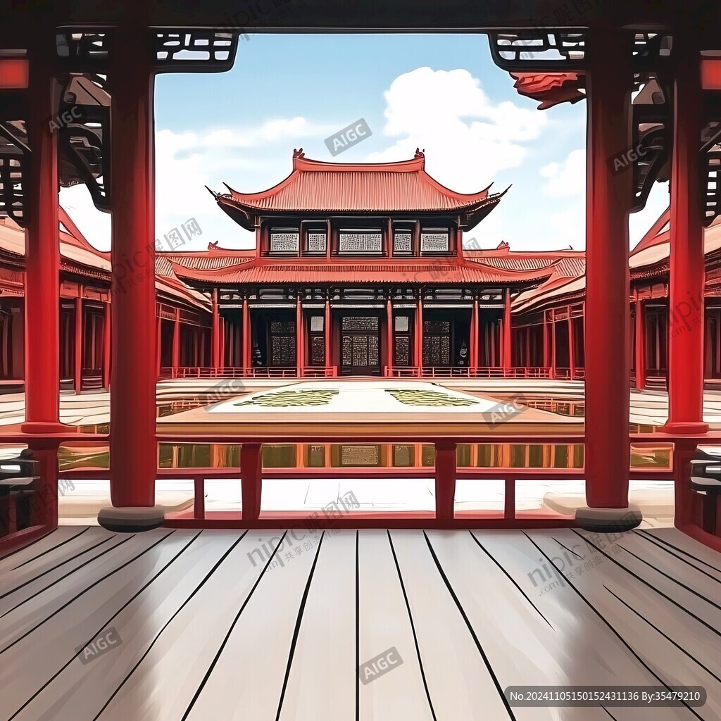 阁楼故宫皇宫插画
