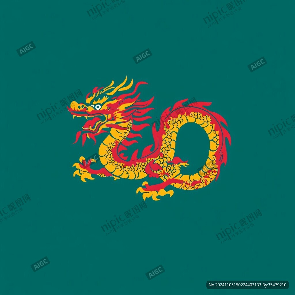红色中国风龙手绘