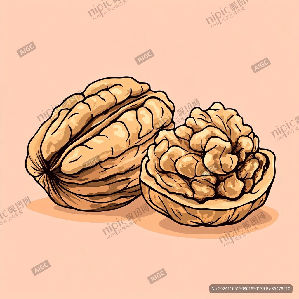 核桃手绘插画