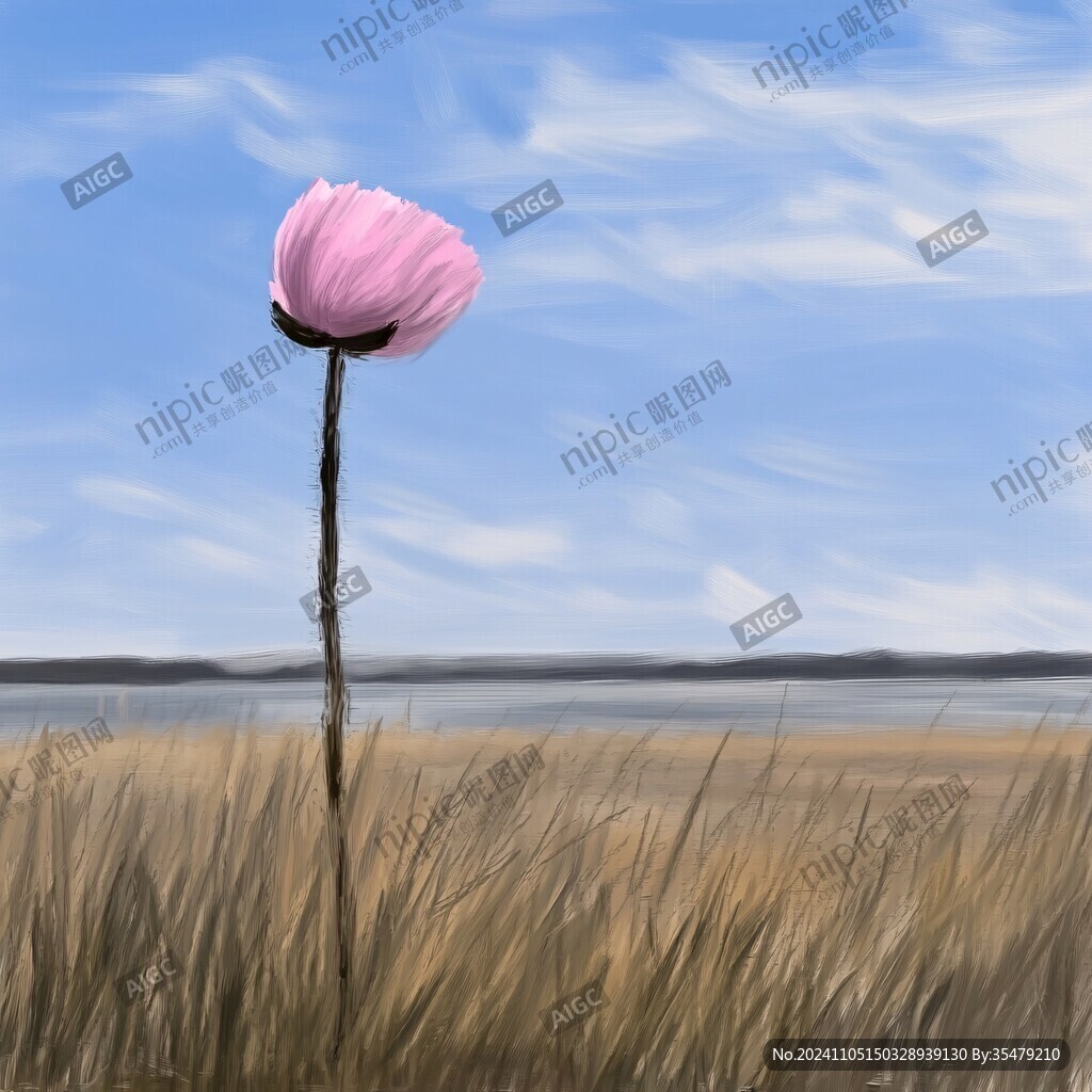 荷花油画效果