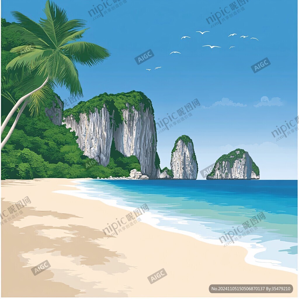 沙滩风景画