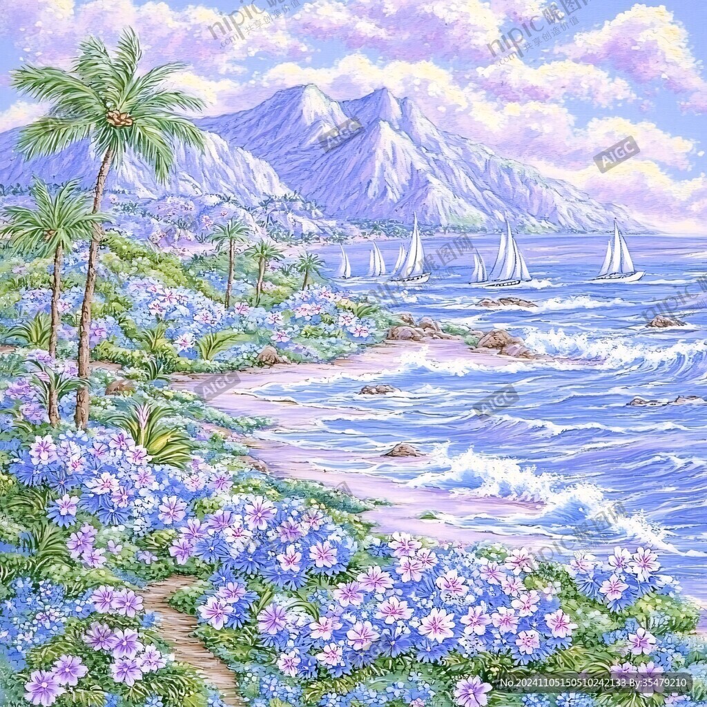 精细工笔海景画