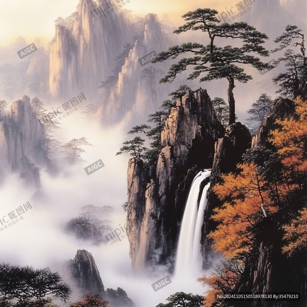迎客松壁画挂画壁纸