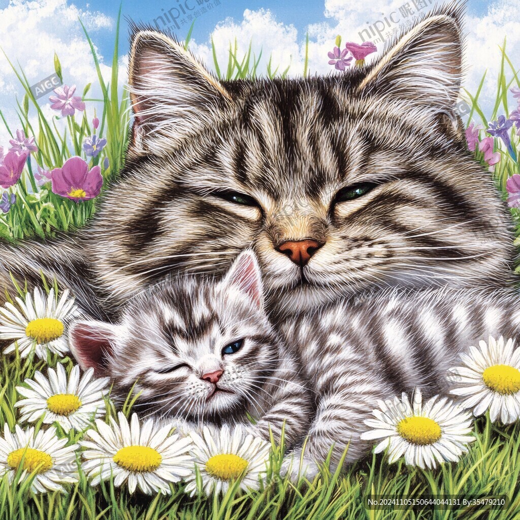 手绘猫眯装饰画
