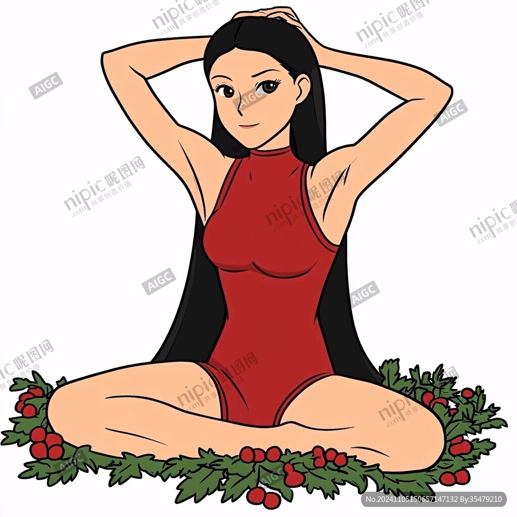手绘枸杞美女