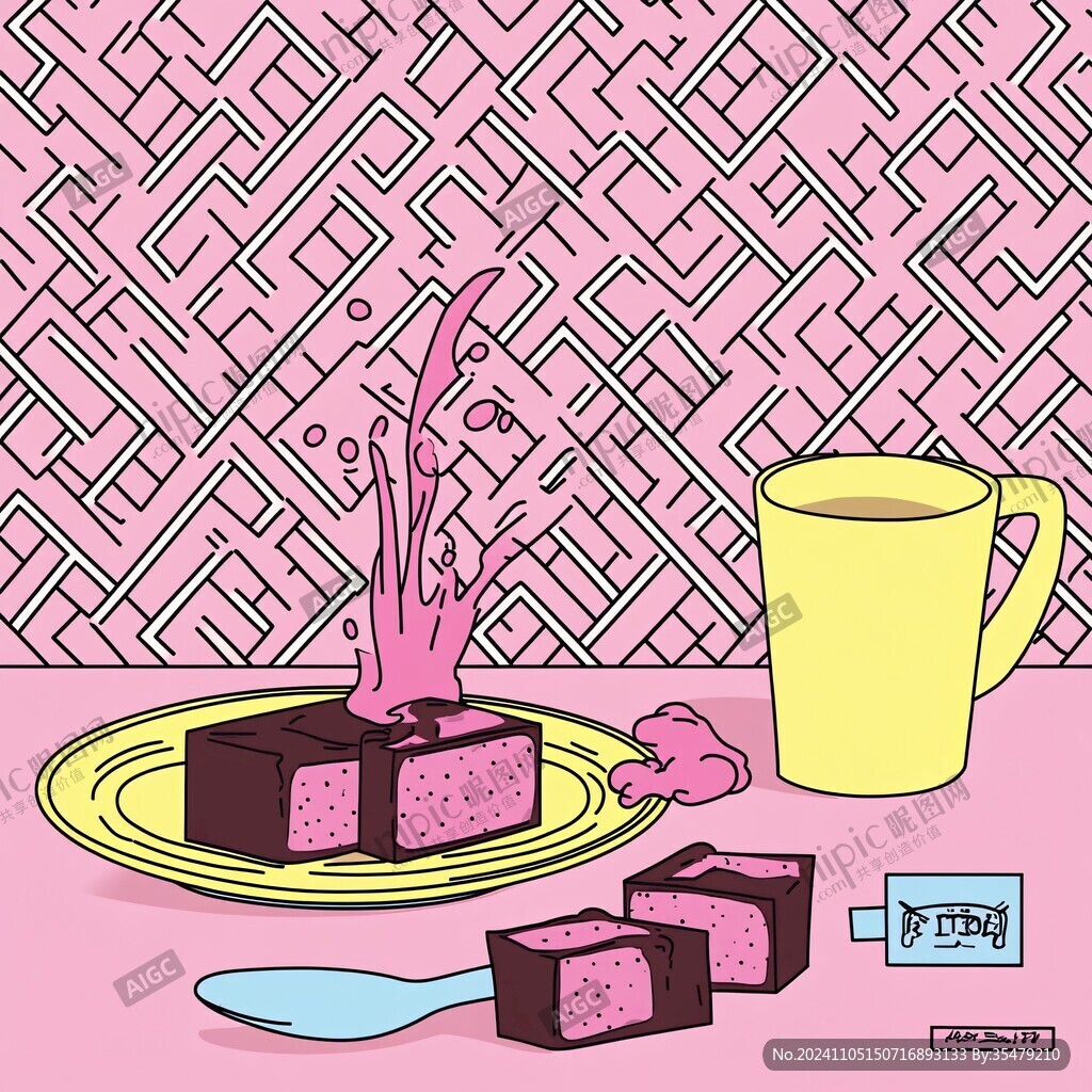 吃糕点插画