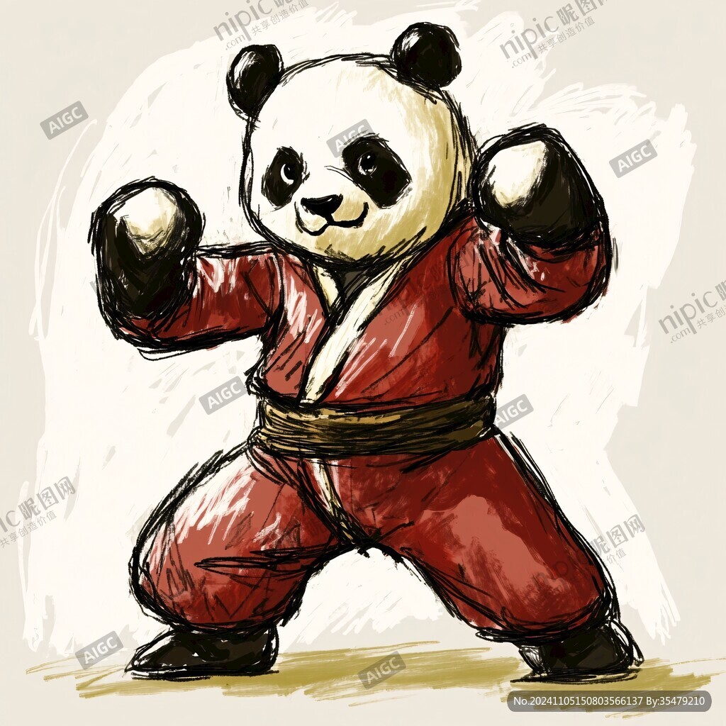 卡通练武熊猫