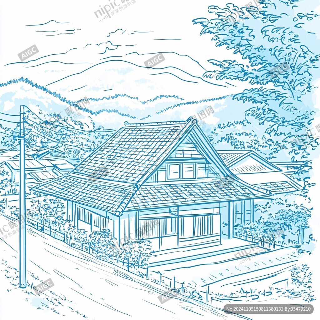 日本城市线描