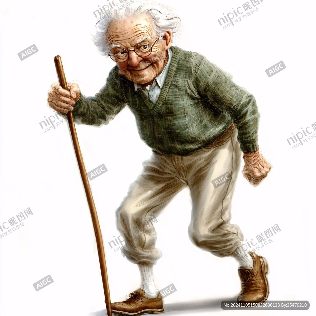 鼠绘插画老人