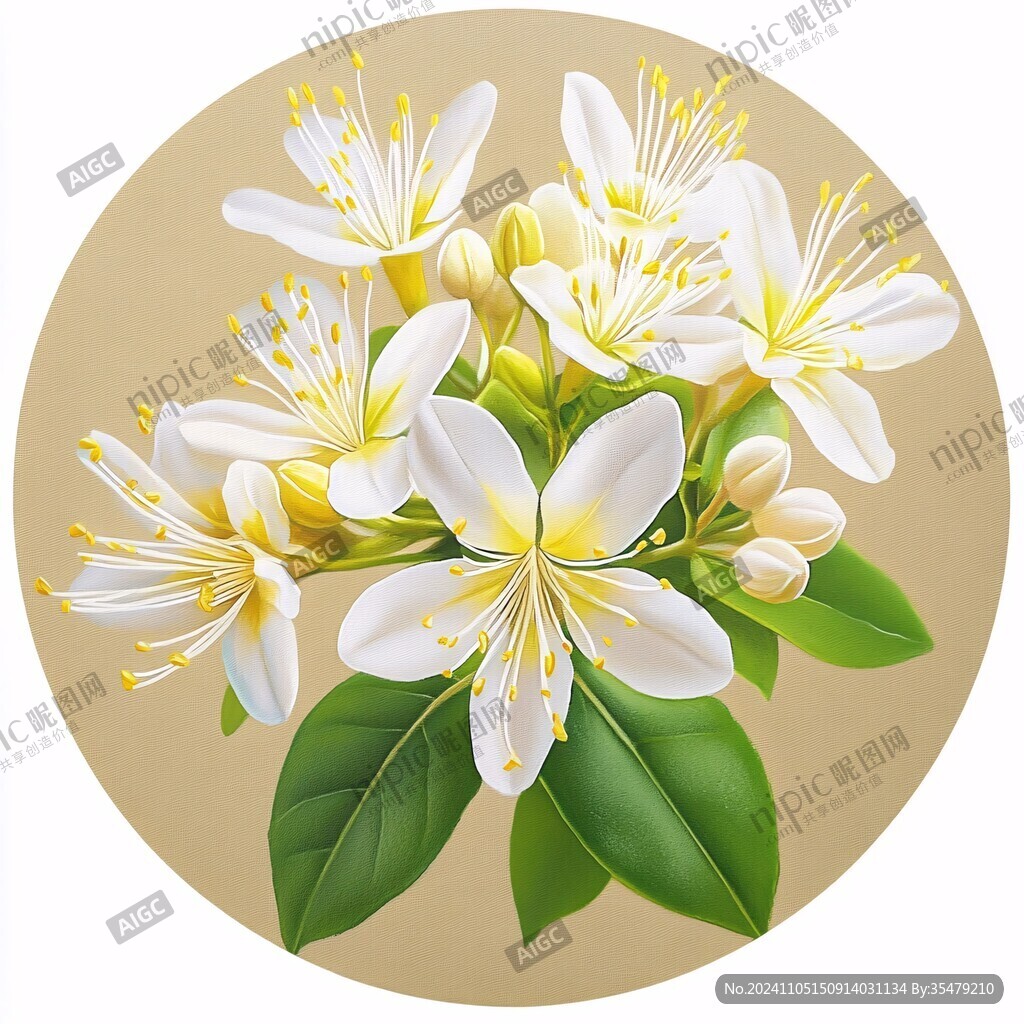 百合花圆型装饰画