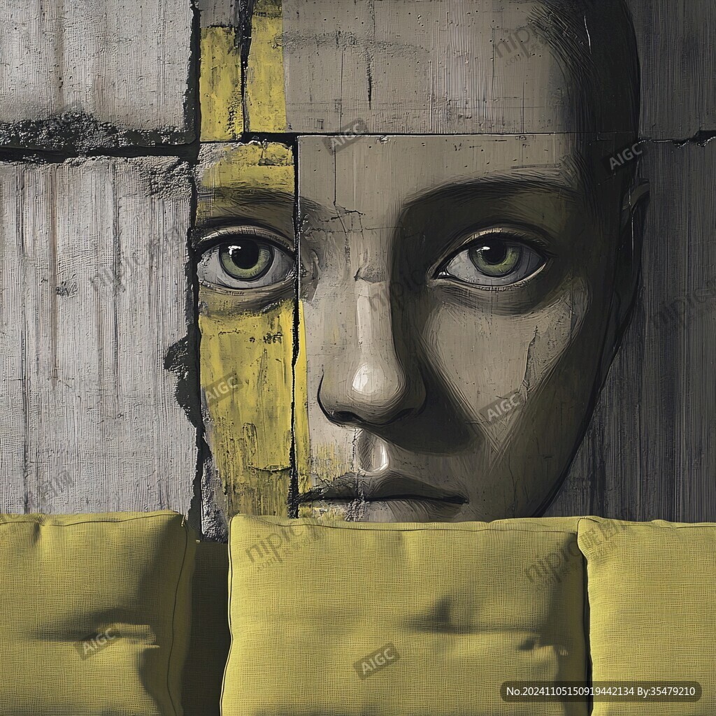 人脸色块拼接装饰画