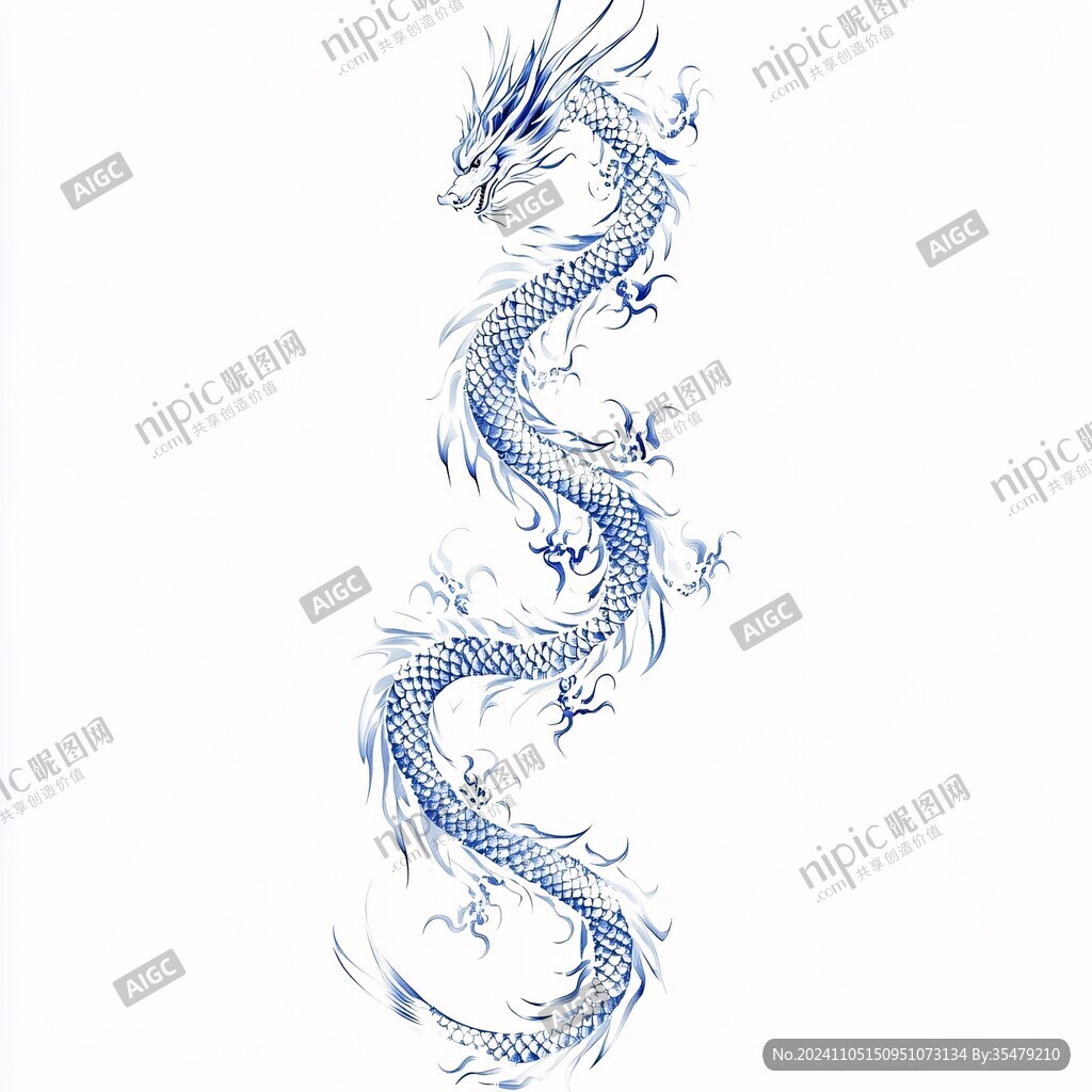 线条龙纹飞龙