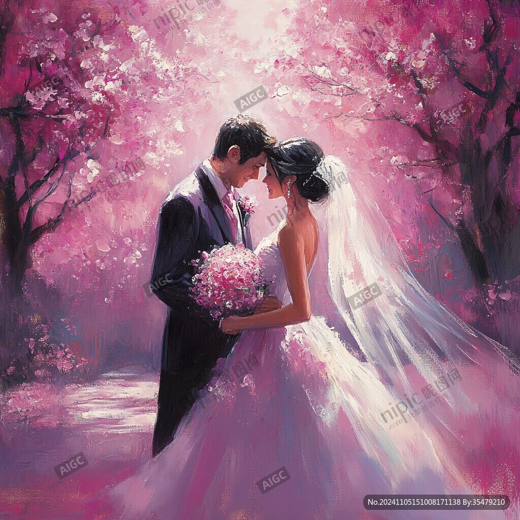 油画浪漫婚礼