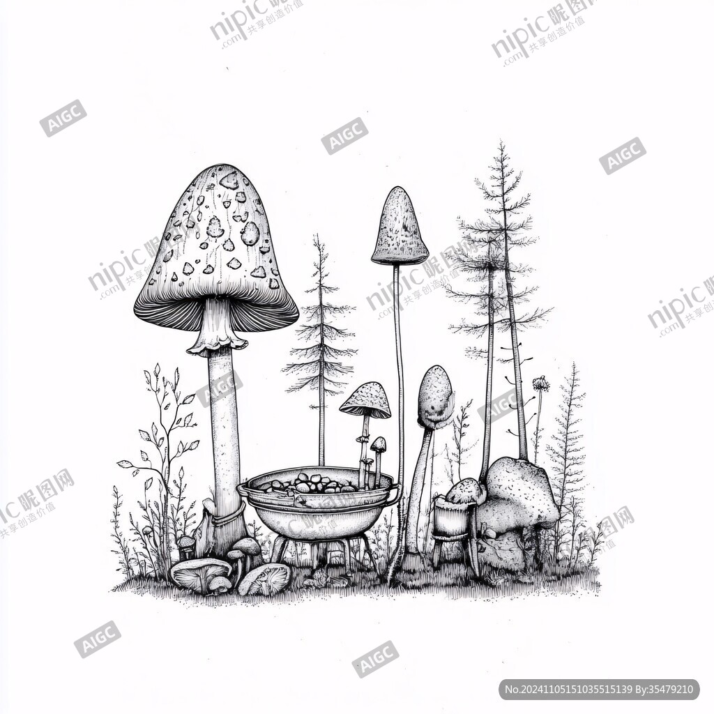 蘑菇手绘插画