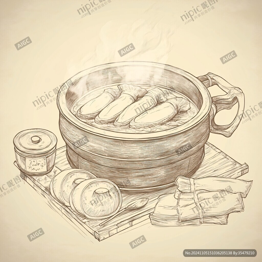 汽锅鸡插画