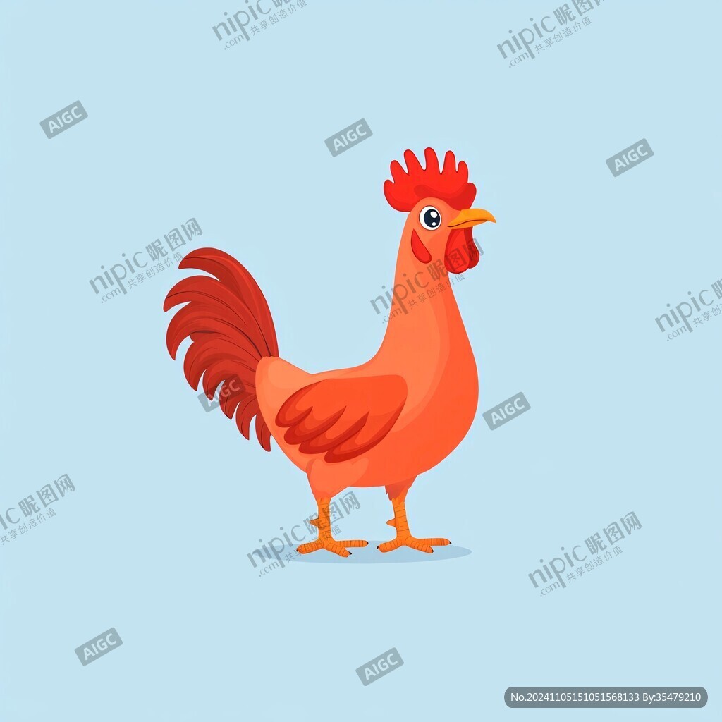 卡通动物公鸡插画