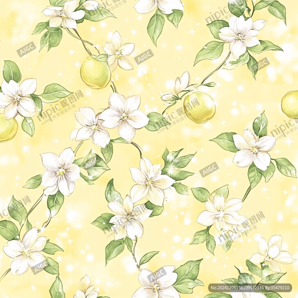 手绘柠檬花