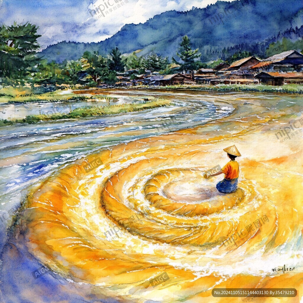 云水谣水彩彩绘插画