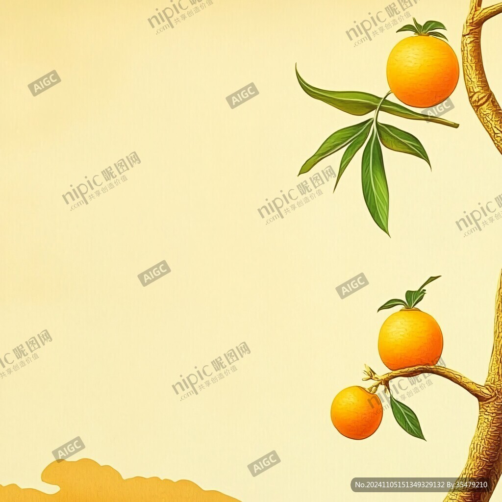 手绘橙子树