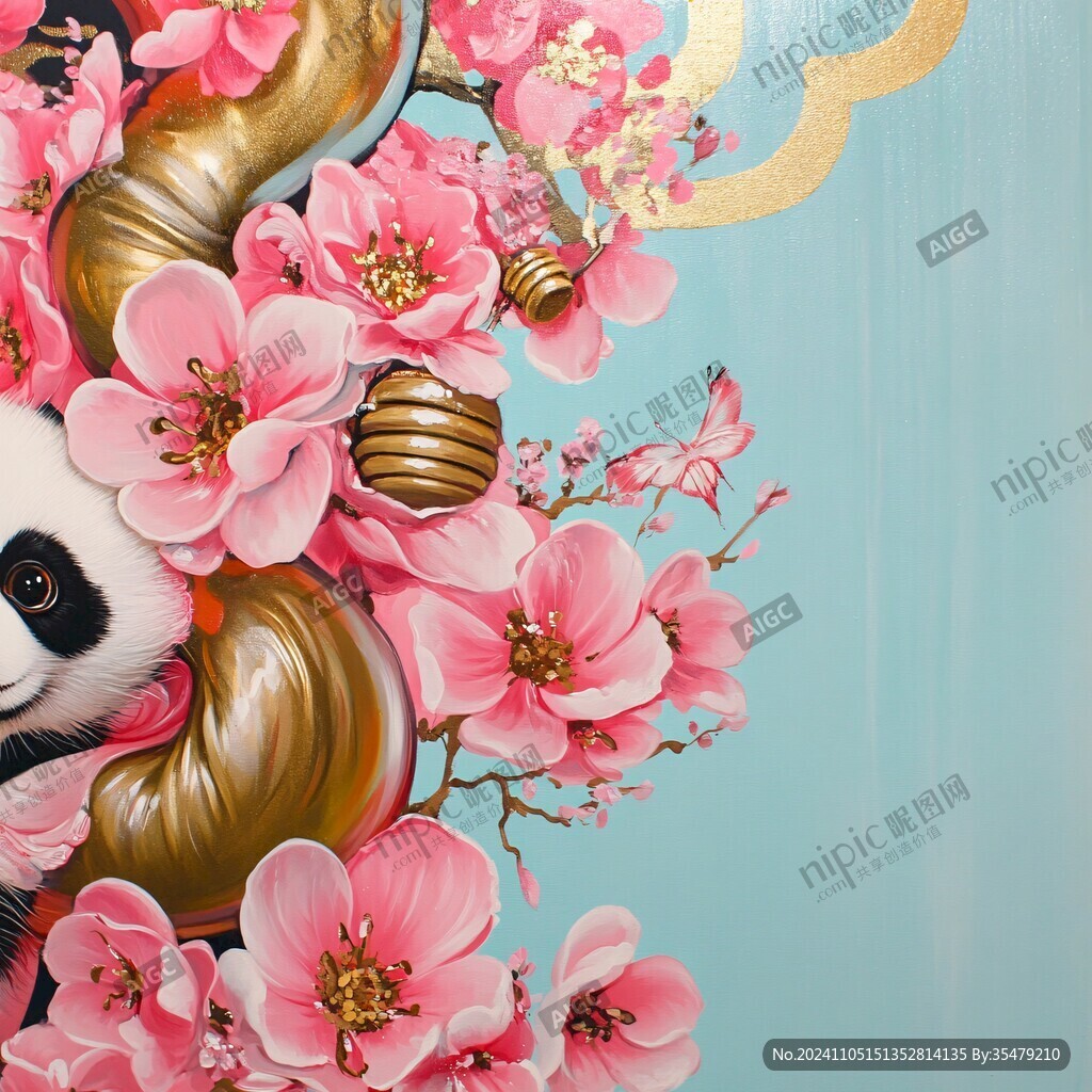 国潮风中国风熊猫插画